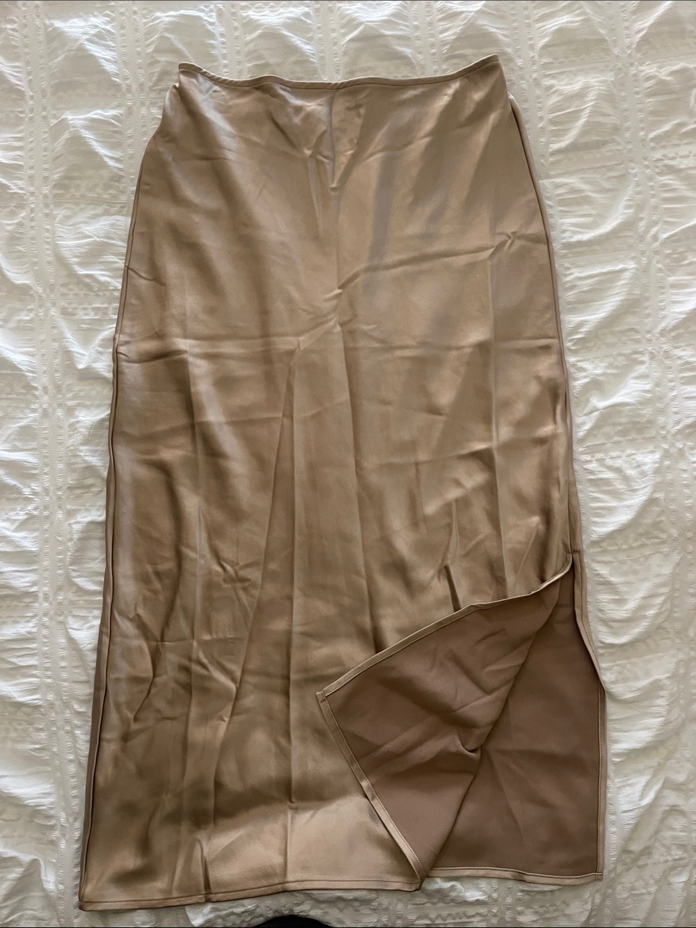 Old Navy Satin Midi Skirt in Taupe-Brown